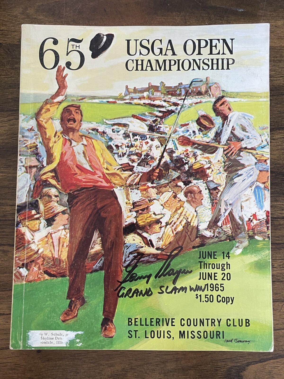 Gary Player Autographed Signed 1965 US Open Program JSA COA Golf Legend Grand Slam Bellerive 
