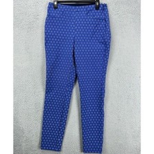 RLX Ralph Lauren Pants Women 6 Blue Geometric Floral Nylon Blend Golf Zip NEW A2