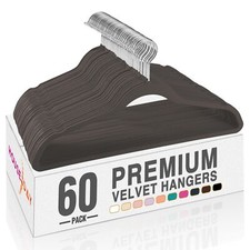 Taupe Velvet Hangers 60 Pack Non Slip Clothes Felt Hanger Heavy Duty for Coat...