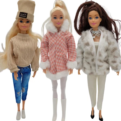 NIMETO Winter Outfits Zubehör passend für Barbie Puppen Konvolut Puppenkleidung Set