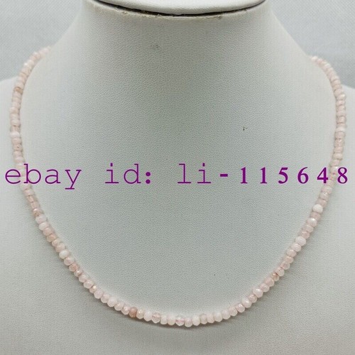 2x4mm Pink Faceted Jade Abacus Gem Bead Dainty Choker Necklace 20" Classic Gift - Picture 2 of 4