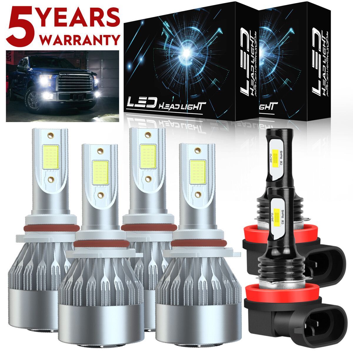 Para For Toyota Corolla 2009 2010 2011 2012 Combo LED faro +luces antiniebla 6x