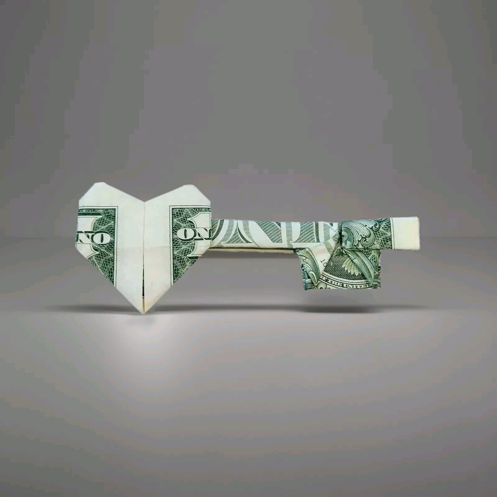 Money Origami Key Heart Framed Handmade Real Dollar Bill Cash Art Gift Love