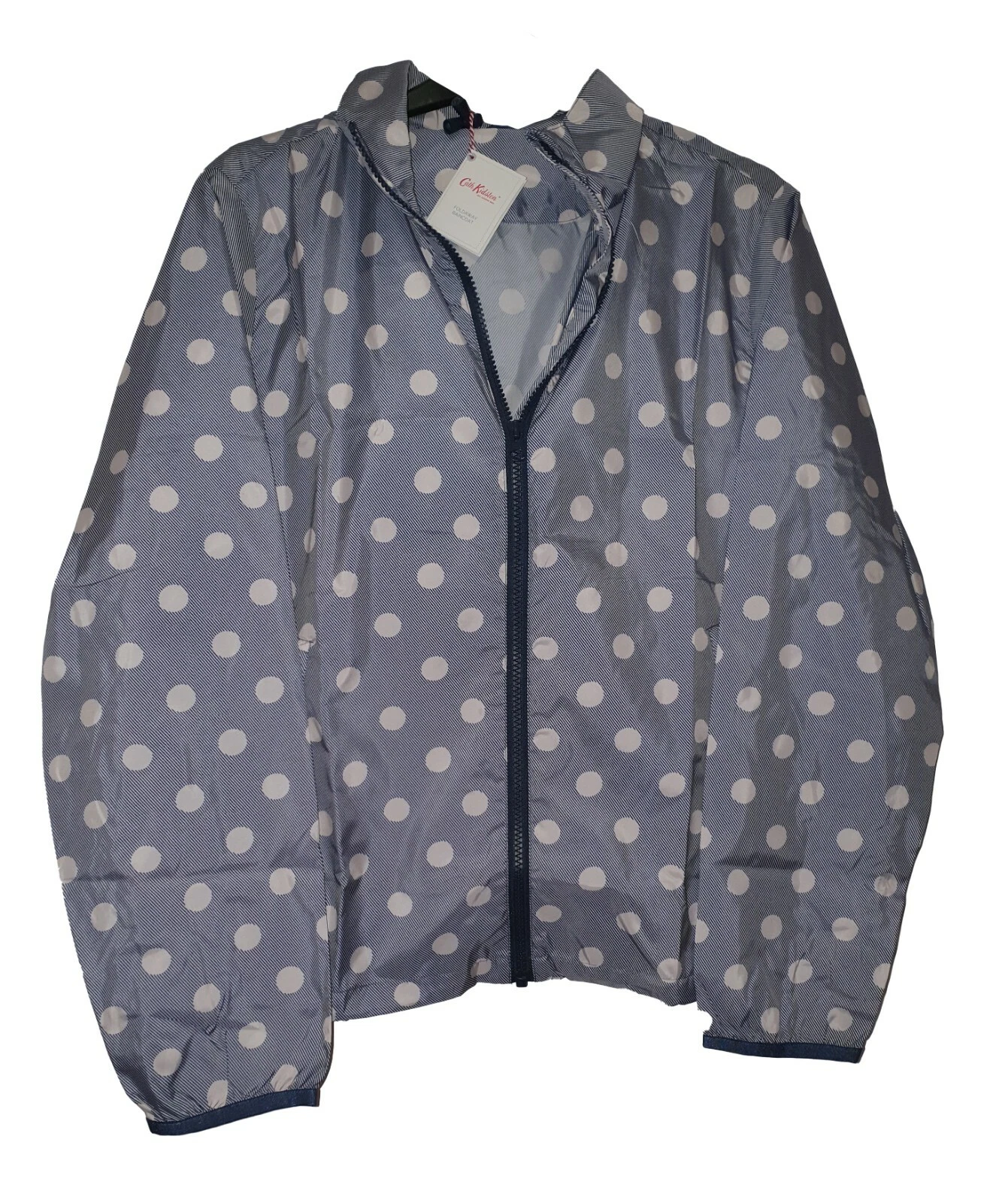 Cath Kidston Button Spot Twill Short Raincoat NEW Tagged Blue Small Mac Coat