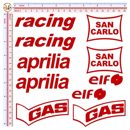 Elf aprilia san carlo gas adesivi prespaziati sticker pvc sponsor moto 10 pz. - 第 5/9 張圖片