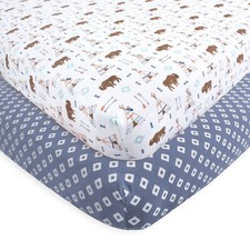 Hudson Baby Infant Boy Cotton Fitted Crib Sheet, Moose, One Size