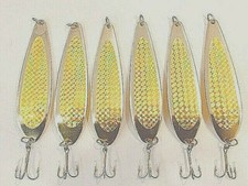 6 - 7 oz.Crocodile Spoons, Gold/W Holographic Prism Tape, Treble Hooks