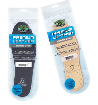 Moneysworth & Best Premium Full Leather Insoles Inserts Tan/Black W/M sizes 6-12