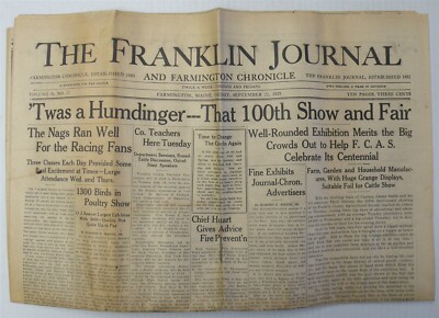 Newspaper Franklin Journal & Farmington Chronicle Farmington Maine Sep 22, 1939