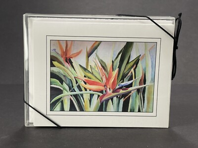 Set of 5 Tropical Floral Watercolor Print Blank Note Cards & Envelopes 4.25x5.5 