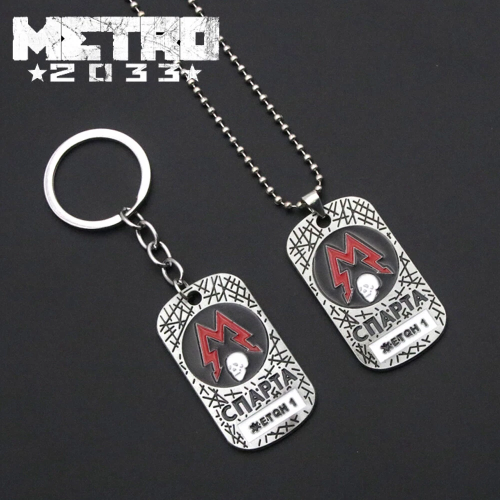 Game Metro Exodus Keychain Classic Spartan Rangers Dog Tag Skull