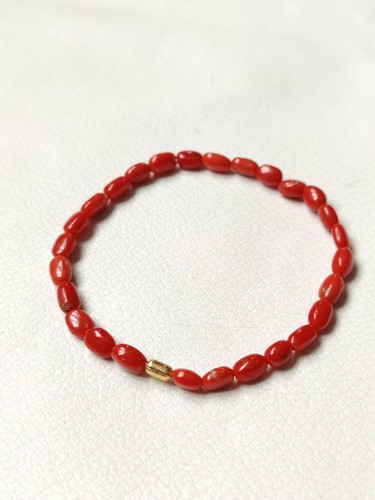 Natural Coral Gemstone Stacking Bracelet, Stretch Coral Bracelet, Coral Jewelry - Picture 8 of 12