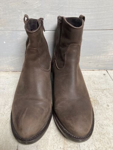 Italian Brown Leather Western Ankle Boots - Size 7 - Picture 2 of 6
