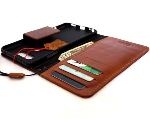Genuine Leather case for LG V20 Wallet book cover Magnetic Bright Brown Retro - Picture 2 of 6
