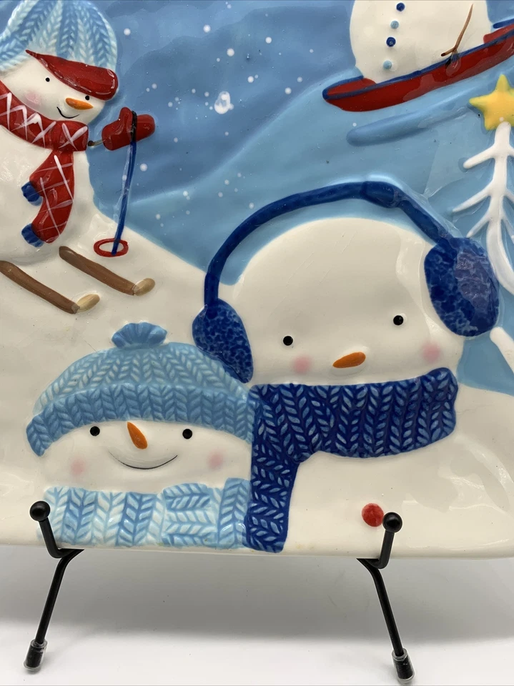 St Nicholas Square Rare Let it Snow Dinner Plate 11” Snowman Winter Holidays - Image 3 of 4