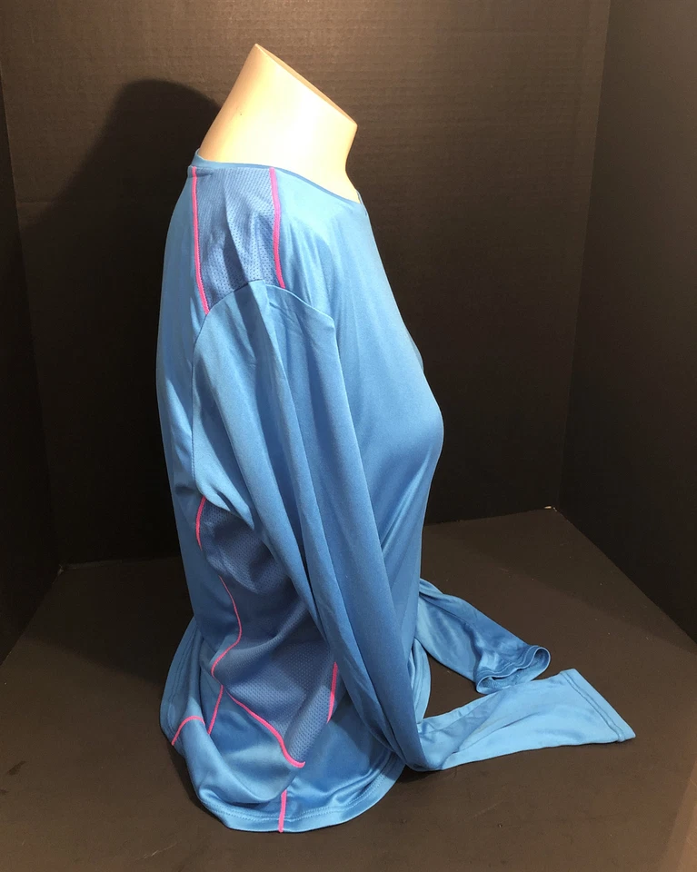 Camisa de manga larga Diadora para mujer mediana azul y rosa Foto 2 de 4