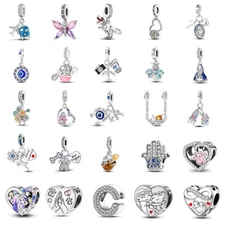 Optional Heart Butterfly Charm CZ For Women Bracelet Necklace 925 Silver Plated