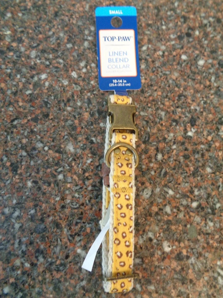 Top Paw Dog Collar Small Dogs Linen Blend Yellow Cheetah Super Soft 10-14  NWT | eBay