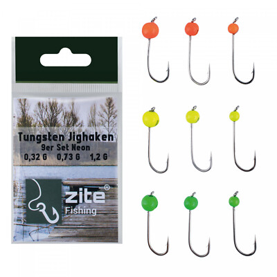 Cheburashka Neon 9er Set 0,3g-1,2g Tungstenperlen am Forellenhaken Zite Fishing
