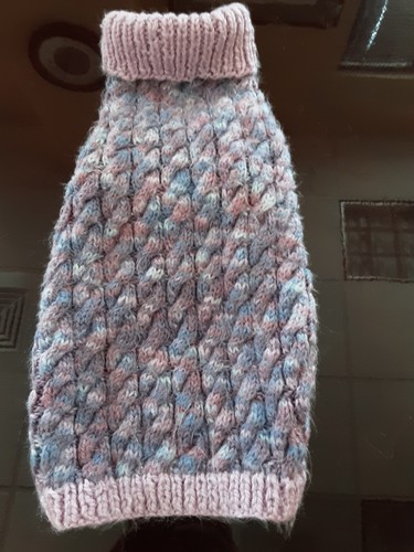 Handcrafted Crochet Knitted Dog Sweater Size S/M Dachshund Breeds Pinks, Purples
