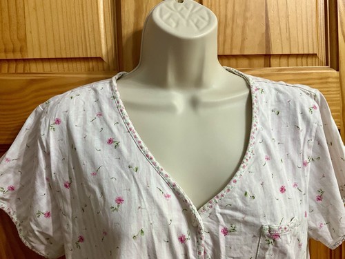 Vintage Oscar de la Renta Women's Pajama Short Set-M Pink Mini Floral Cotton - 第 7/14 張圖片