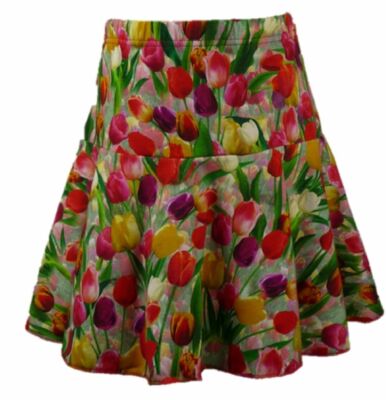 Sommer Rock Tulpen-Druck Stretch-Elastisch knielang - Trocadero Mädchen