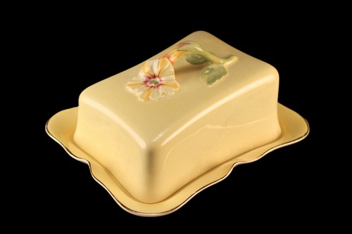 Vintage Royal Winton Grimwades China gelbe Petunie Blume Butter Geschirr Käsehalter