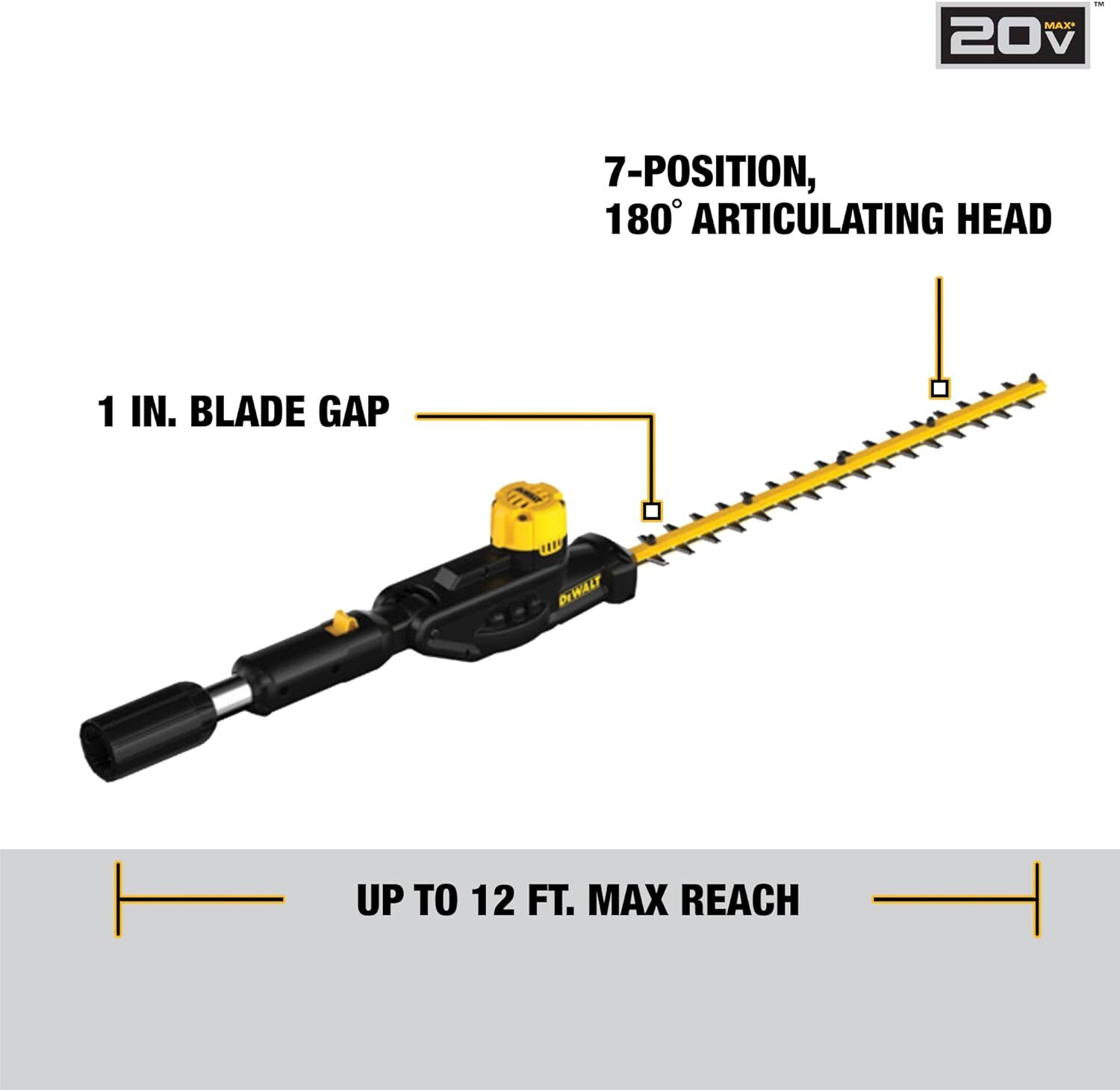 DEWALT 20V MAX* Hedge Trimmer, Tool Only (DCPH820B) ,Battery Powered