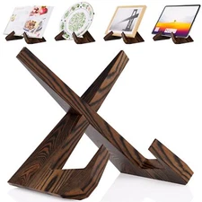 Cookbook Stand for Kitchen Wooden Recipe Book Holder Plate Stands for Decor D...