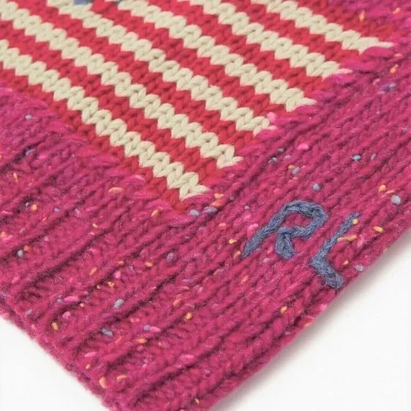 Polo Ralph Lauren Niñas Lana de Cordero Rosa Bandera Gorro Talla Única 7-16 Edición Limitada Foto 2 de 3