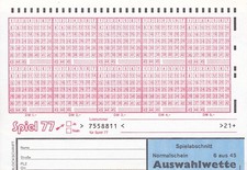 Alter Spielschein "Auswahlwette 6 aus 45" Toto Baden-W&uuml;rttemberg