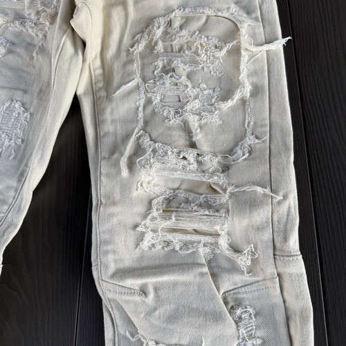 Smoke Rise Streetwear Jeans Mens 30x32 Beige Cream Stretch Distressed Denim NWOT - Picture 4 of 15