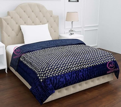 Indian Satin Silk Quilt, Handmade Cotton Filled Quilt, Hand Stiched Satin Quilt - Picture 35 of 151