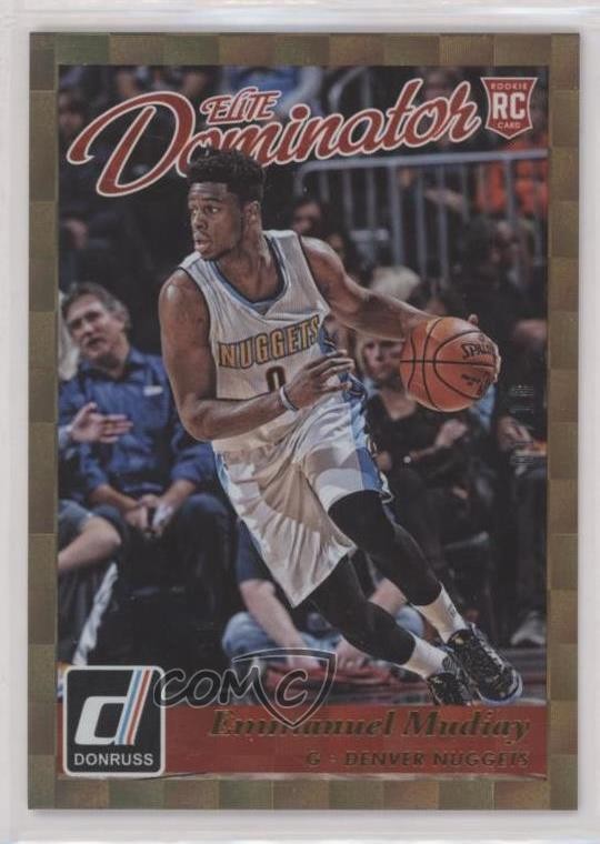 2015 Panini Donruss Elite Dominator Rookies Gold /10 Emmanuel Mudiay #4 RC e1e