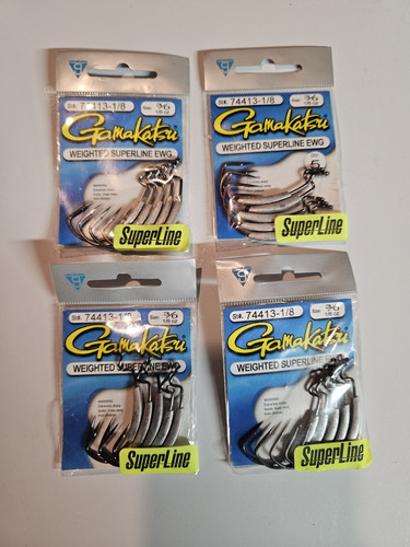4 PACKUNGEN GAMAKATSU 3/0 GEWICHTETE SUPERLINE EWG HAKEN # 74413-1/8 20 NEUE HAKEN - Bild 1 von 1