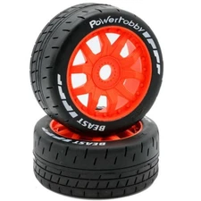 Power Hobby PHT2401-SO 1/8 GT Beast Belted Mounted Tires, Soft Compound, 17mm...