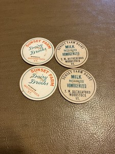 Lot of 4 Sunset Farm Woodstock,VT.Milk Caps