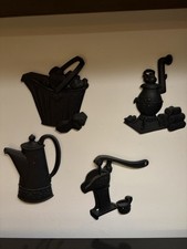 Vintage Black Kitchen Wall Hangers Set of 4
