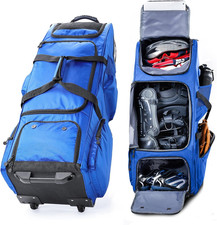 Large Rolling Baseball Catchers Gear Bag with Wheels, Softball Bag with Hard Bac