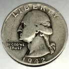 1942 D Washington 90% Silver Quarter Circulated Condition 25c US Coin - 2709