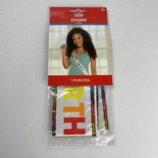 New Birthday Party Sash, It's My Birthday Rainbow Colors Sealed 60"