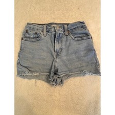 Levis High Rise Denim Shorts Light Wash Frayed Raw Hem Size 25 Womens Cutoffs