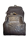 VTG faux leather snap top cigarette case with coin purse and zipper dark brown