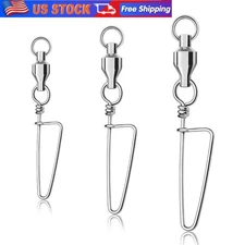 50/100PCS Fishing Ball Bearing Swivels with Coastlock Snap Fishing Connector