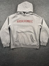 Vintage 90s Grey Abercrombie  Fitch Spell out Logo Hoodie Size XL