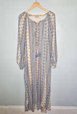 DRESS FORUM Fifi Maxi Dress L Balloon Sleeves Buttons Pockets Hippie Boho Flowy