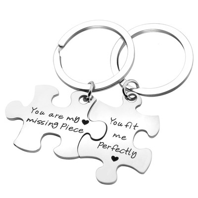 SEIRAA Couples Puzzle Keychain You Are My Missing Piece You Fit Me Perfectly Set
