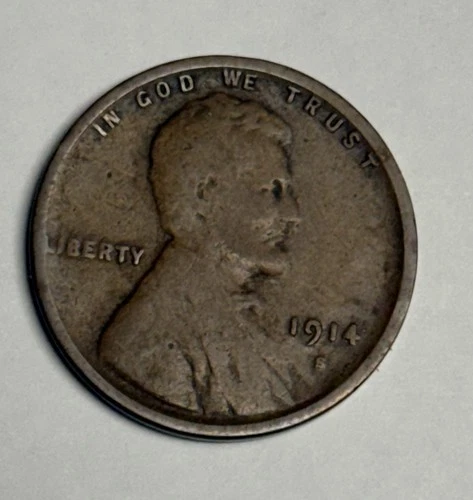 VG+ 1914-S Lincoln Wheat Cent, Rich Brown Very Good U.S. Better Date Coin