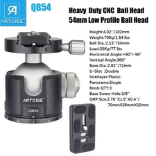 Low Profile Ball Head Unique 54mm Ball Panoramic Tripod Head CNC Load77lbs/35kg