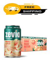Zevia Zero Sugar Soda, Peaches and Cream, 12 oz Cans 8-Pack Caffeine Free,